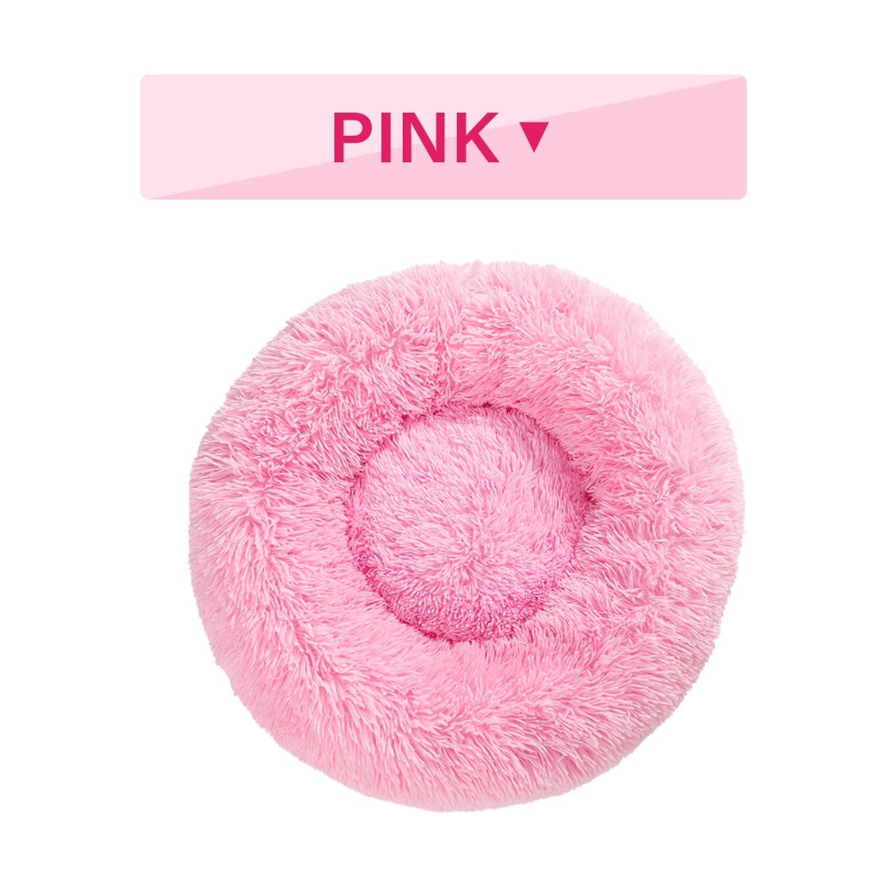 Fluffy Donut Dog Bed Warm Soft Plush Cushion