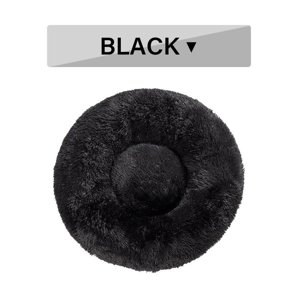 Fluffy Donut Dog Bed Warm Soft Plush Cushion