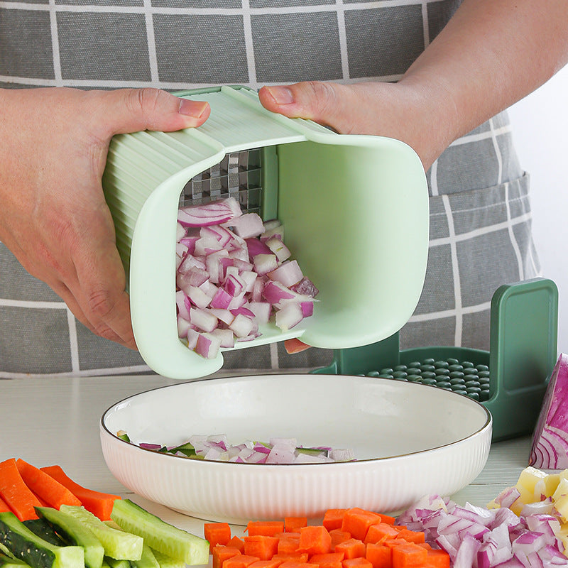 Multifunctional Vegetable Chopper French Fries Cutter in green