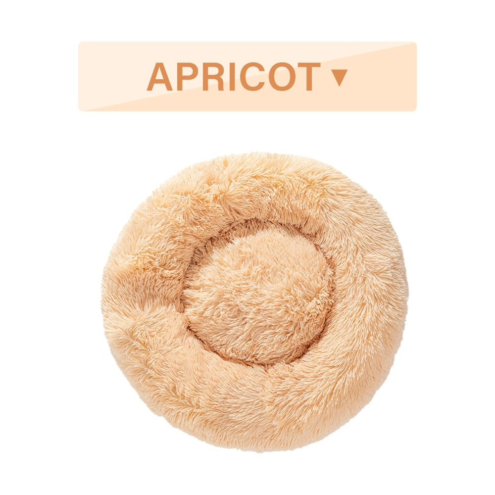 Fluffy Donut Dog Bed Warm Soft Plush Cushion