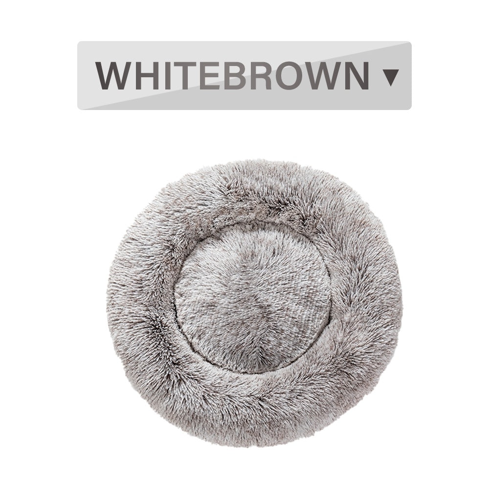 Fluffy Donut Dog Bed Warm Soft Plush Cushion