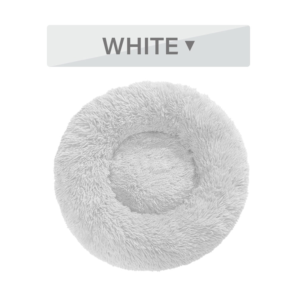 Fluffy Donut Dog Bed Warm Soft Plush Cushion