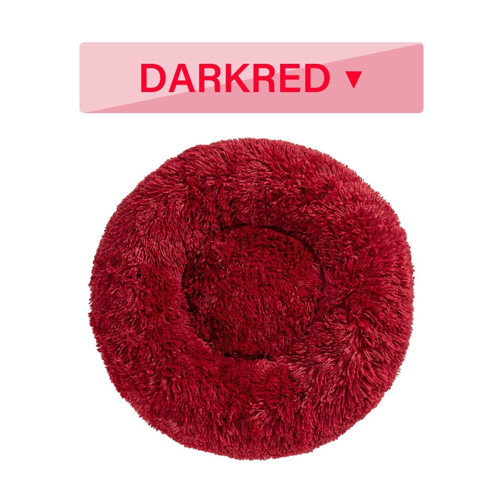 Fluffy Donut Dog Bed Warm Soft Plush Cushion