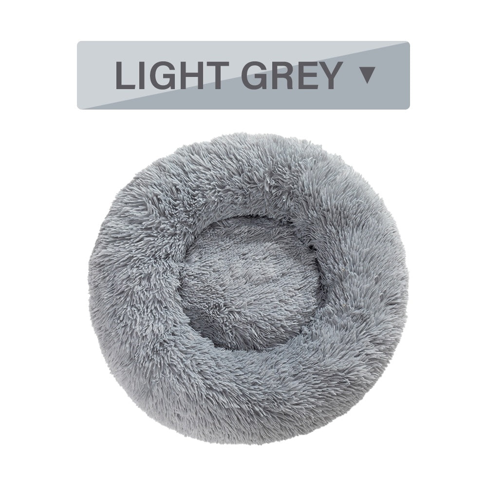 Fluffy Donut Dog Bed Warm Soft Plush Cushion
