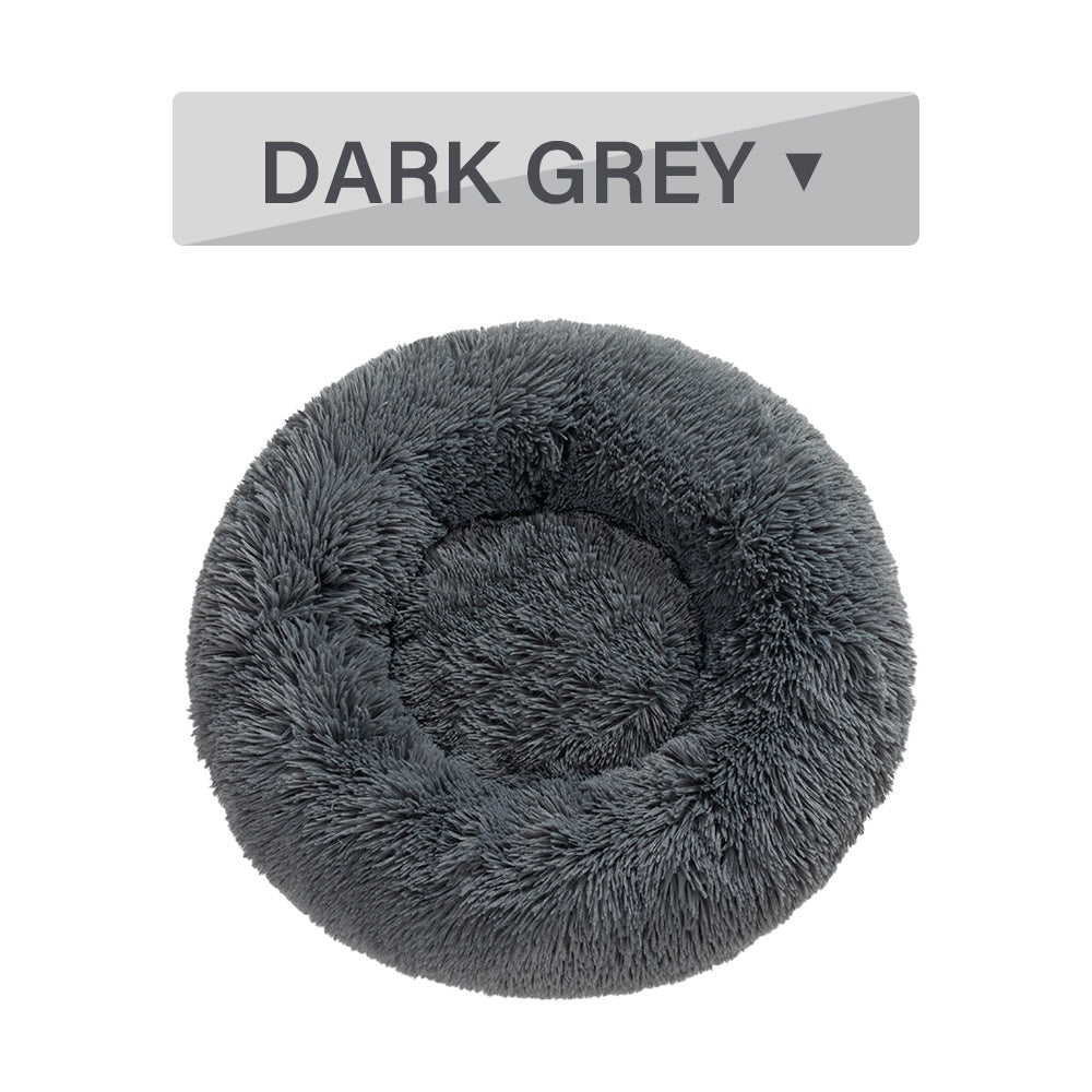 Fluffy Donut Dog Bed Warm Soft Plush Cushion