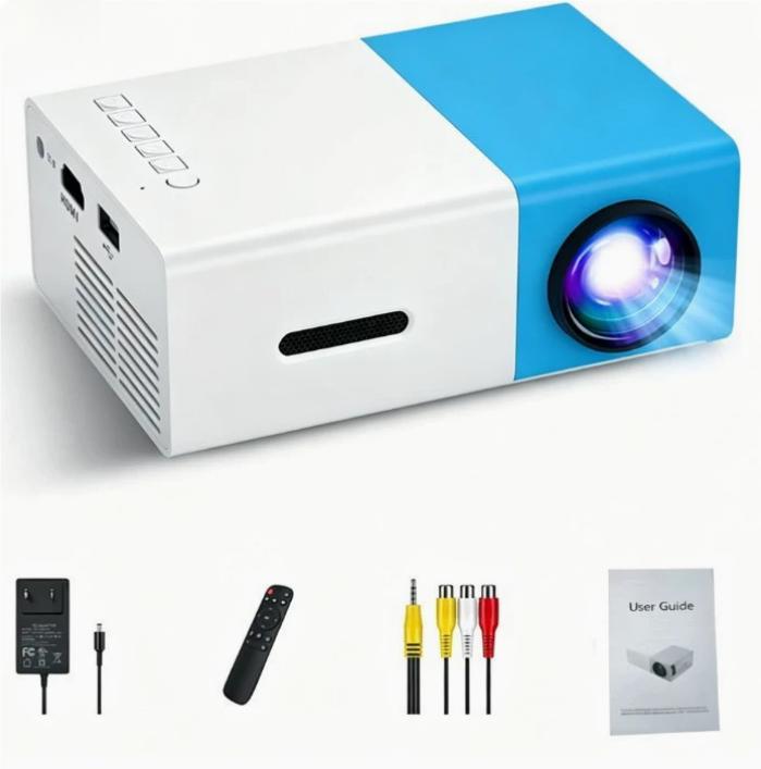 Home Office T300 Miniature Mini Projector side ports