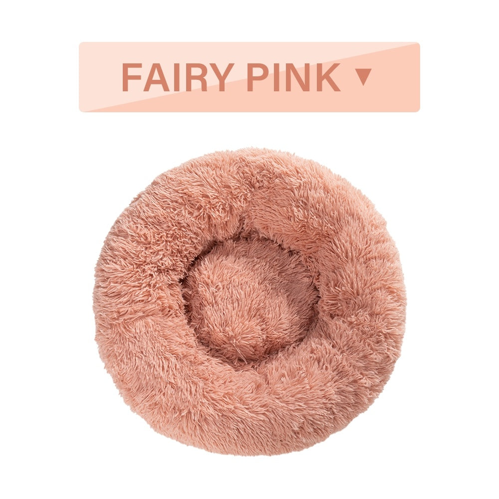 Fluffy Donut Dog Bed Warm Soft Plush Cushion