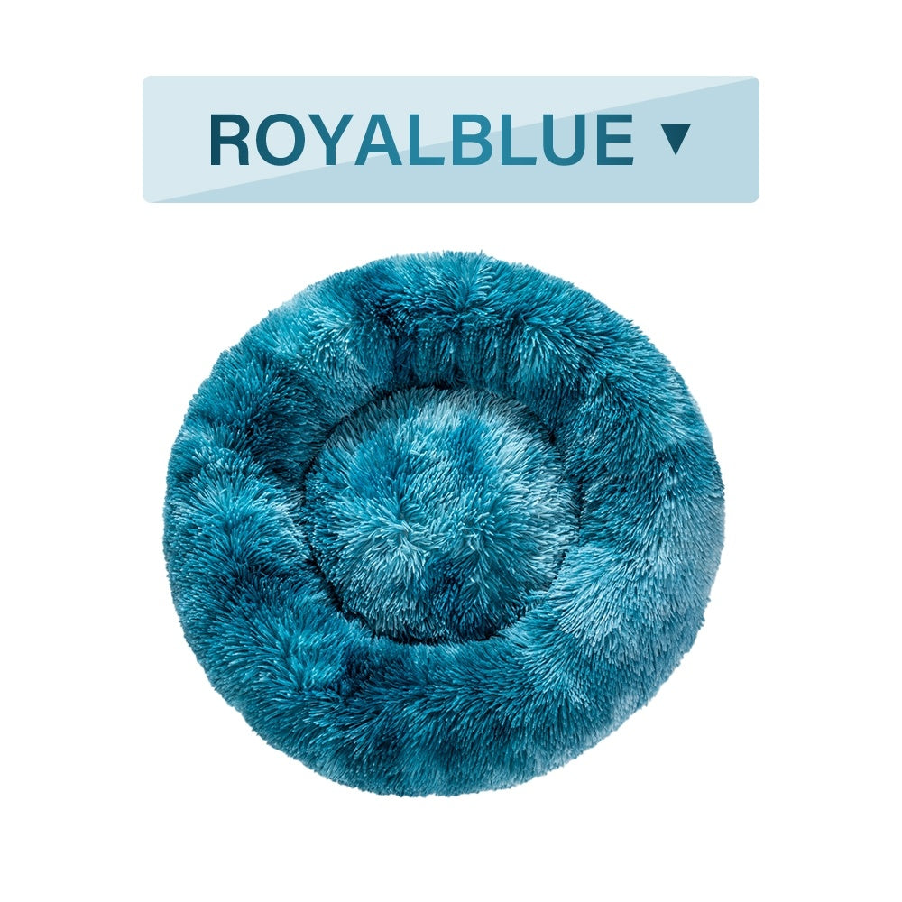 Fluffy Donut Dog Bed Warm Soft Plush Cushion